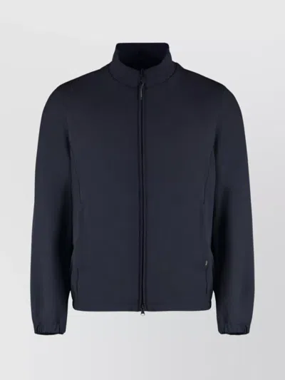 Paul & Shark Nylon Jacket With High Collar And Pockets In Blue