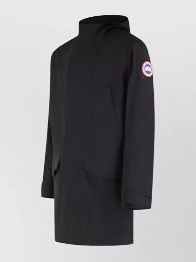 Canada Goose Technical Fabric Waterproof Jacket With Hood And Front Pockets In Black