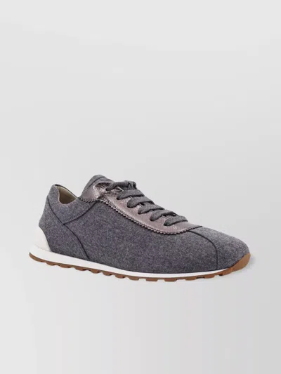 Brunello Cucinelli Low-top Wool Flannel Sneakers Leather Profiles