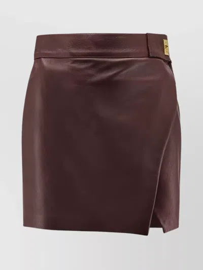 Elisabetta Franchi Leather Wrap Miniskirt Gold-tone Hardware