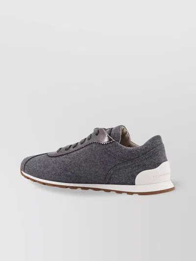 Brunello Cucinelli Low-top Wool Flannel Sneakers Leather Profiles