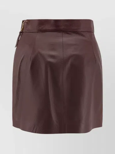 Elisabetta Franchi Leather Wrap Miniskirt Gold-tone Hardware