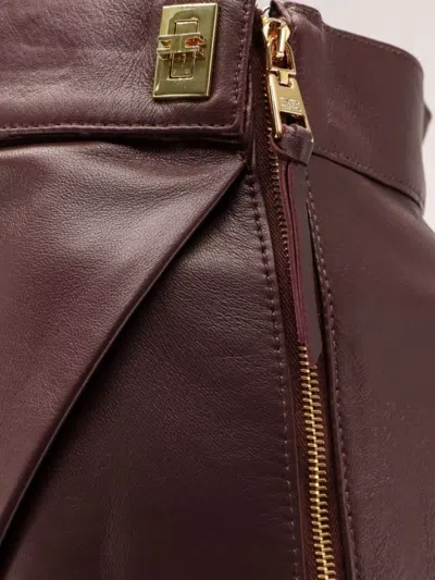 Elisabetta Franchi Leather Wrap Miniskirt Gold-tone Hardware