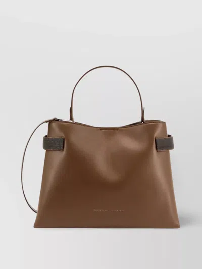 Brunello Cucinelli Women Leather Shoulder Bag With Monili Detail