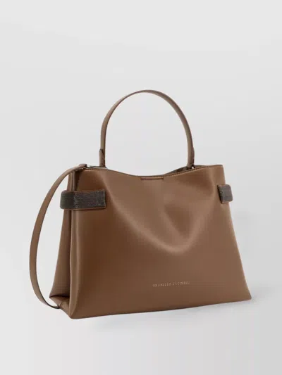 Brunello Cucinelli Women Leather Shoulder Bag With Monili Detail