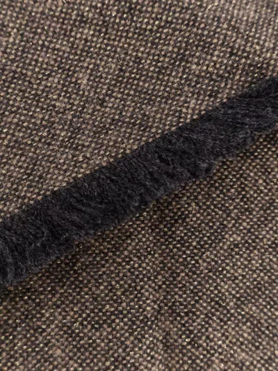 Brunello Cucinelli Women Cashmere Blend Scarf With Lurex Profiles In Brown