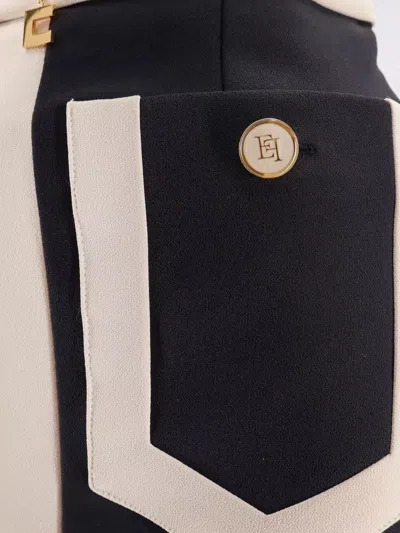 Elisabetta Franchi Crepe Pencil Skirt With Buttoned Patch Pockets