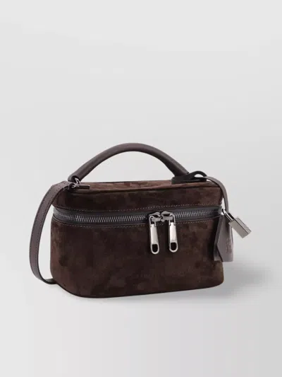 Brunello Cucinelli Suede Shoulder Bag Leather Handle