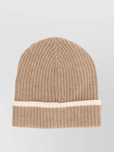 Brunello Cucinelli Ribbed Cashmere Hat Contrast Trim