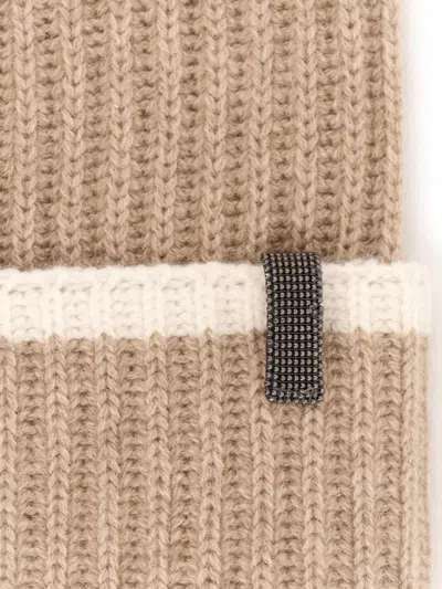 Brunello Cucinelli Ribbed Cashmere Hat Contrast Trim