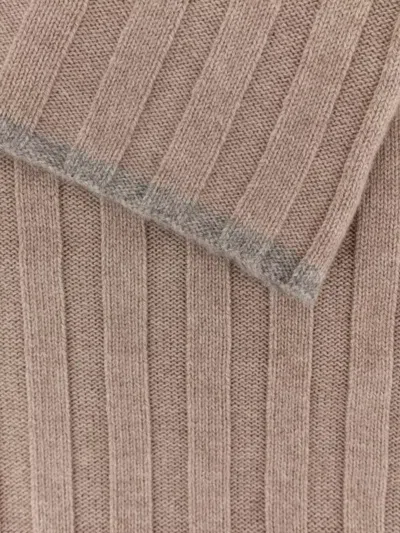 Brunello Cucinelli Ribbed Cashmere Scarf With Contrasting Profile