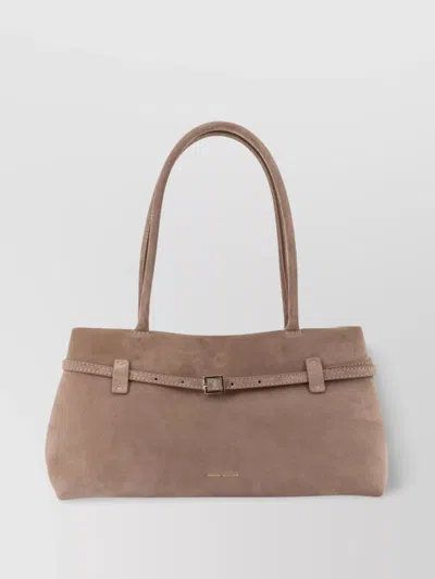 Manu Atelier Cambon East West Suede Shoulder Bag