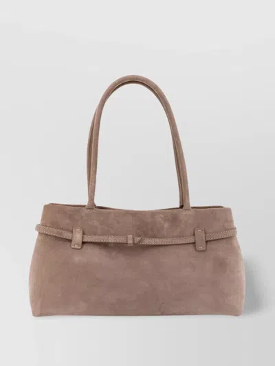 Manu Atelier Cambon East West Suede Shoulder Bag
