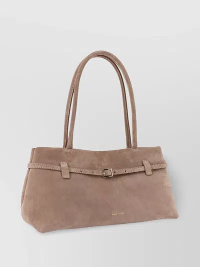 Manu Atelier Cambon East West Suede Shoulder Bag