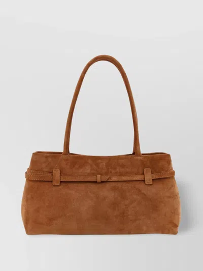Manu Atelier Cambon East West Suede Shoulder Bag