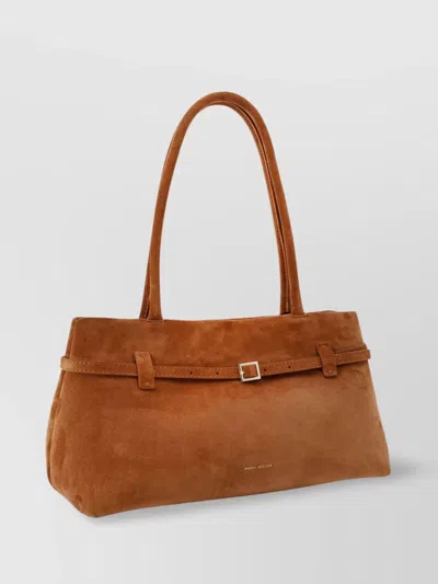 Manu Atelier Cambon East West Suede Shoulder Bag