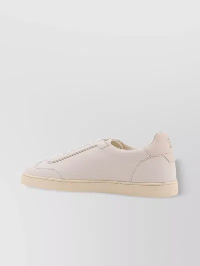 Brunello Cucinelli Leather Low-top Sneakers Rubber Sole In Neutral