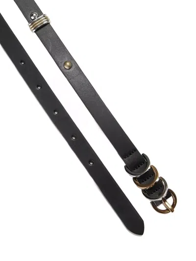 Pinko Leather Belt With Adjustable Length And Metallic Accents In Black