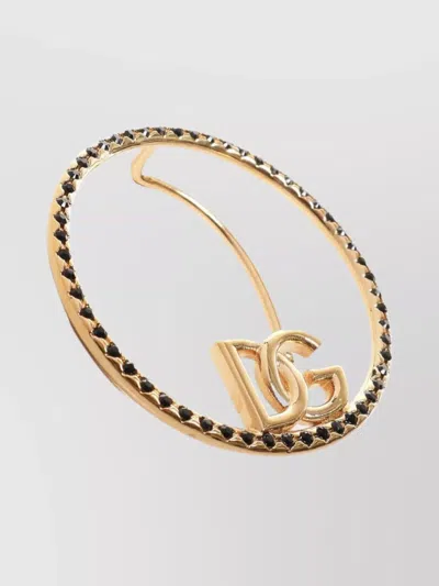 Dolce & Gabbana Ear Cuff Earrings With Dg Logo And Rhinestones