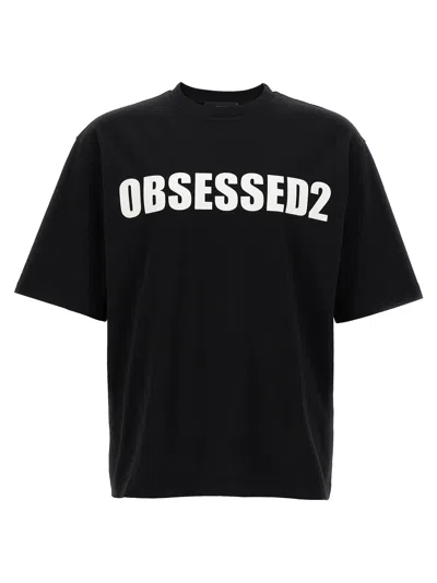 Dsquared2 Black Crewneck T-shirt With Maxi Logo Lettering On The Front