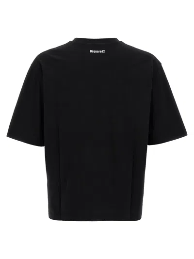 Dsquared2 Black Crewneck T-shirt With Maxi Logo Lettering On The Front