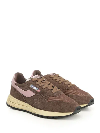 Autry Multicolor Fabric And Suede Reelwind Sneakers In Brown