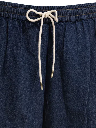 Zimmermann Rhiannon Drawstring Waist Fringe Hem Denim Shorts