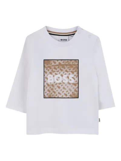 Bosswear Square-logo Long-sleeve T-shirt In White