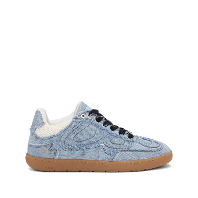Ganni Low Top Denim Embroidered Sneakers Rubber Sole