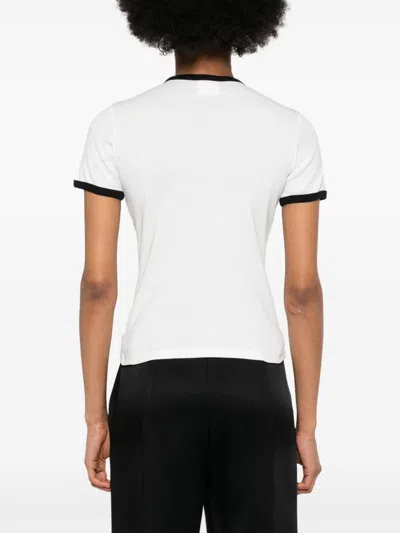 Courrèges Fitted White T-shirt With Contrasting Ribbed Trim In White