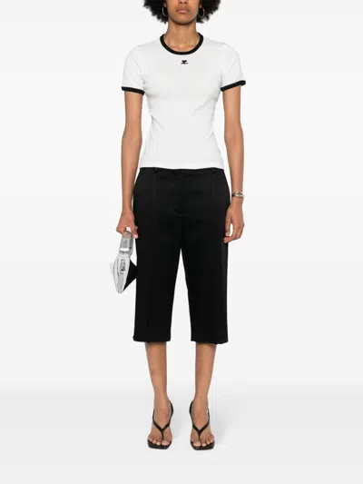 Courrèges Fitted White T-shirt With Contrasting Ribbed Trim In White