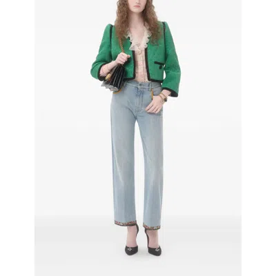 Valentino Ruffle V-neck Lace Trim Silk Shirt
