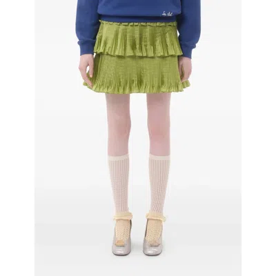 Valentino Green Taffet Skirt In Green