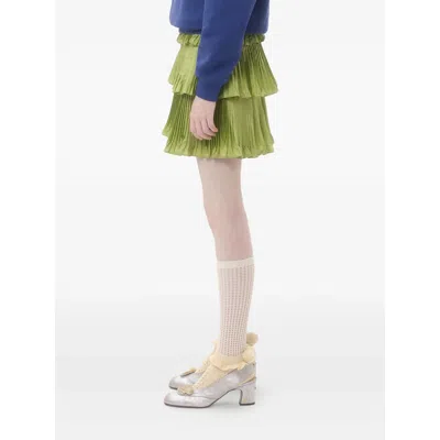 Valentino Green Taffet Skirt In Green