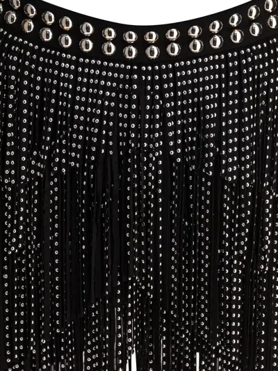 Isabel Marant Carmelia Studded Fringed Mini Skirt In Black