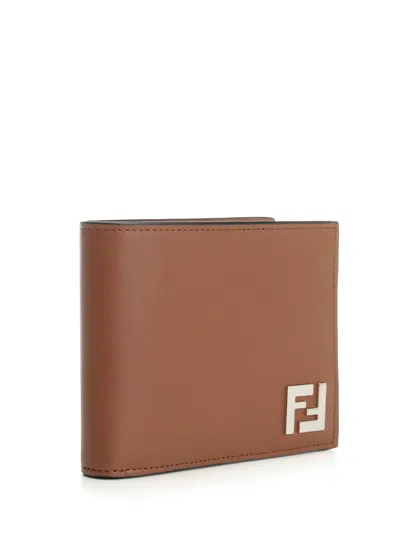 Fendi Ff Squared Bifold Wallet In Brown