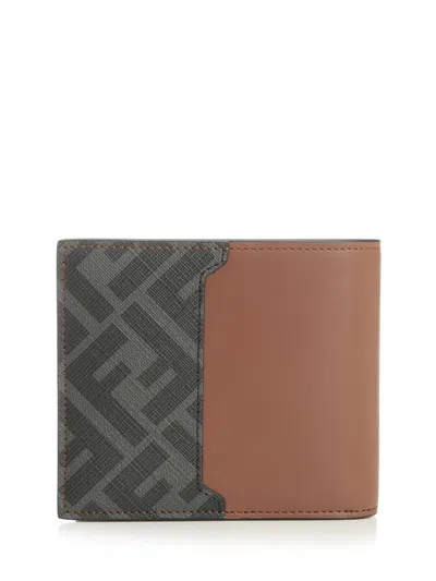 Fendi Ff Squared Bifold Wallet In Brown