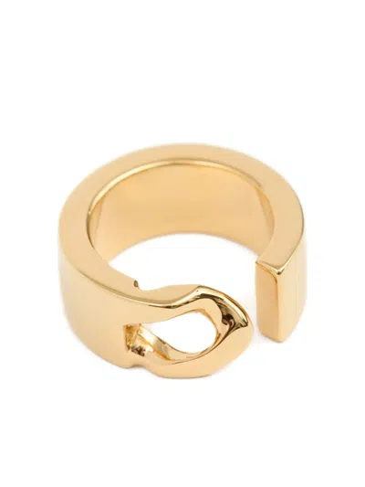 Mm6 Maison Margiela Minimal Logo 3mm Ring In Gold
