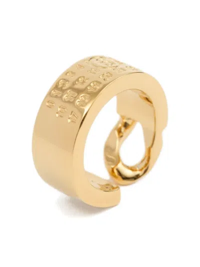 Mm6 Maison Margiela Minimal Logo 3mm Ring In Gold