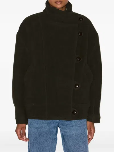 Isabel Marant Hanis Short Wool Blend Coat In Green