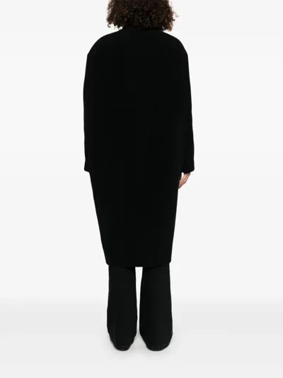 Isabel Marant Wool Coat With Shoulder Pads And V-neckline In Black