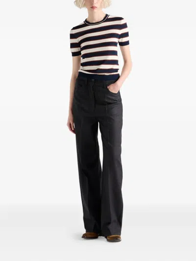 Prada Striped Crew-neck Cotton Sweater In Multi
