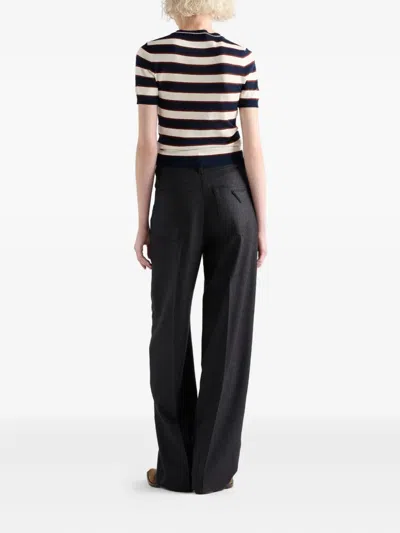 Prada Striped Crew-neck Cotton Sweater In Multi