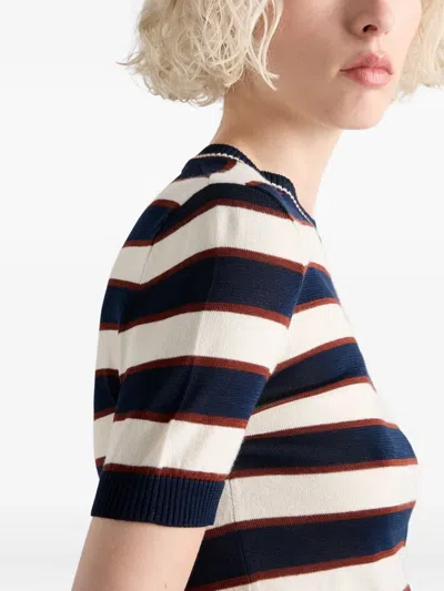 Prada Striped Crew-neck Cotton Sweater In Multi