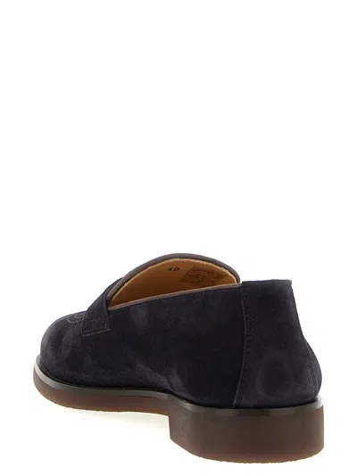Brunello Cucinelli Suede Penny Loafers In Blue