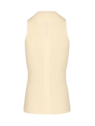 Rick Owens Tank In Ribbed Wool Knit Knitwear White