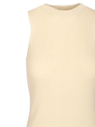 Rick Owens Tank In Ribbed Wool Knit Knitwear White