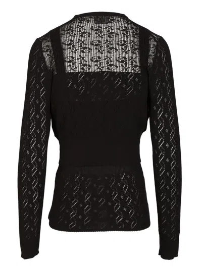 Chloé Transparent Design Cotton Sweater With Front Button Closure In Black