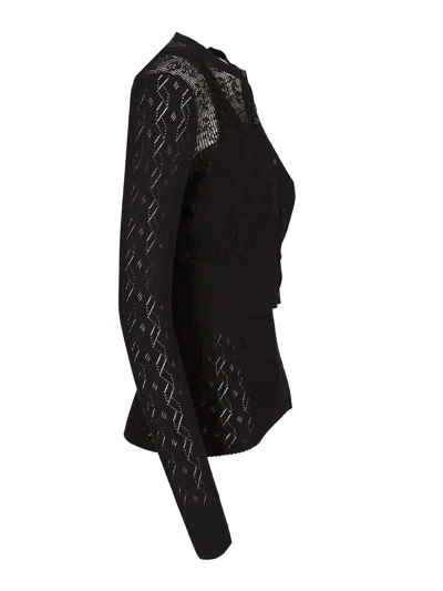 Chloé Transparent Design Cotton Sweater With Front Button Closure In Black