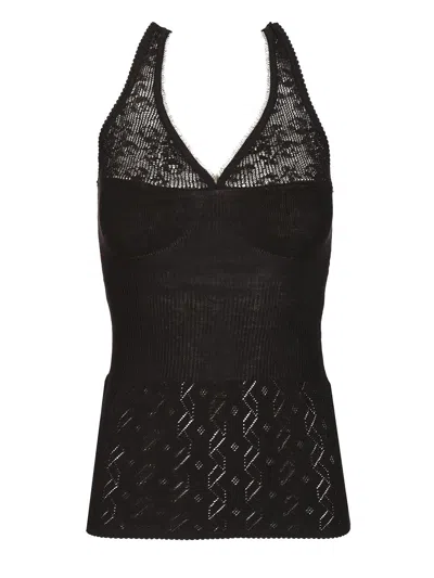 Chloé Transparent Design Cotton Sweater With Front Button Closure In Black